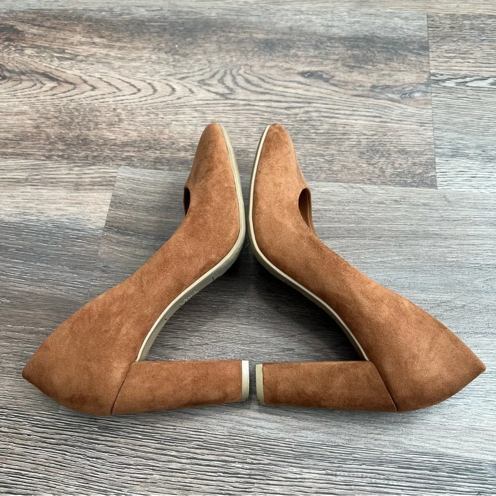 Fioni faux suede block heel pumps cognac brown size 7.5 office workwear - Picture 4 of 6